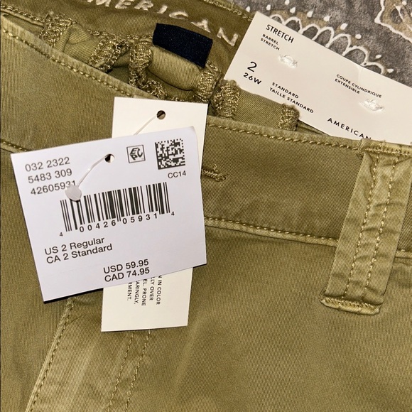 NWT! AE Stretch Barrel Cargo Pants Size 2 - Picture 2 of 10